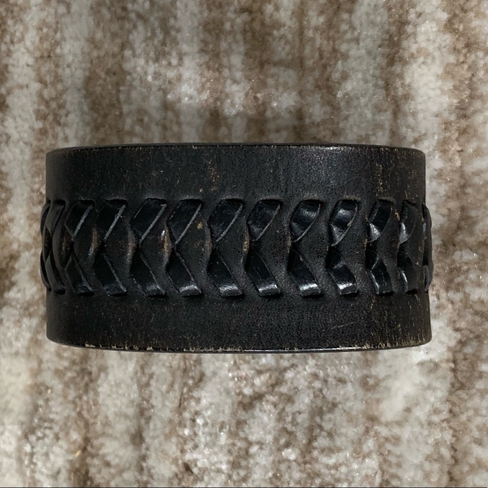 Men’s Black Leather Cuff Bracelet